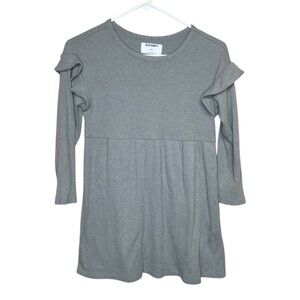 Old Navy Dress Girls Gray Ribbed Ruffle Long Sleeve Size 8